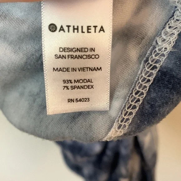 Athleta Santorini Rip Tide Sleeveless Fit & Flare Mini Dress Blue White Tie Dye - Picture 8 of 8